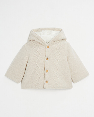 Veste en tricot doubl&eacute;e Coloris beige chin&eacute;  Natalys