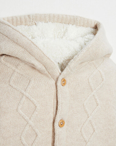 Veste en tricot doubl&eacute;e Coloris beige chin&eacute;  Natalys
