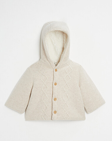 Veste en tricot doubl&eacute;e Coloris beige chin&eacute;  Natalys