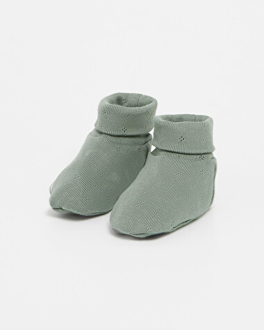 Chaussons ajour&eacute;s en coton Coloris vert  Natalys