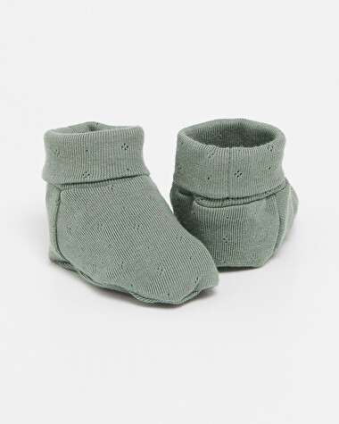 Chaussons ajour&eacute;s en coton Coloris vert  Natalys
