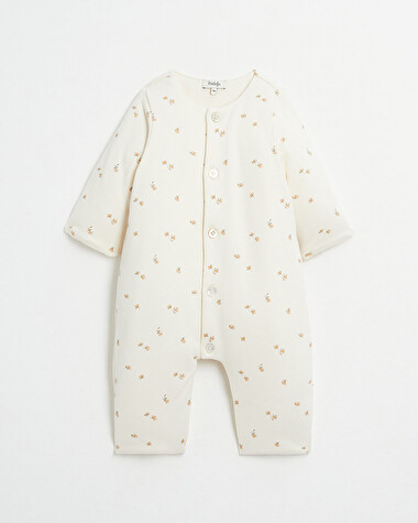 Combinaison longue en coton Imprim&eacute; fleurs  Natalys