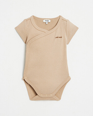 Body crois&eacute; brod&eacute; Petit soleil Coloris camel  Natalys