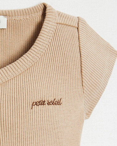 Body crois&eacute; brod&eacute; Petit soleil Coloris camel  Natalys