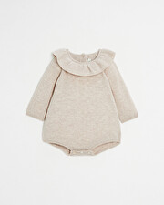 Barboteuse en laine Mérinos Coloris beige chiné Natalys