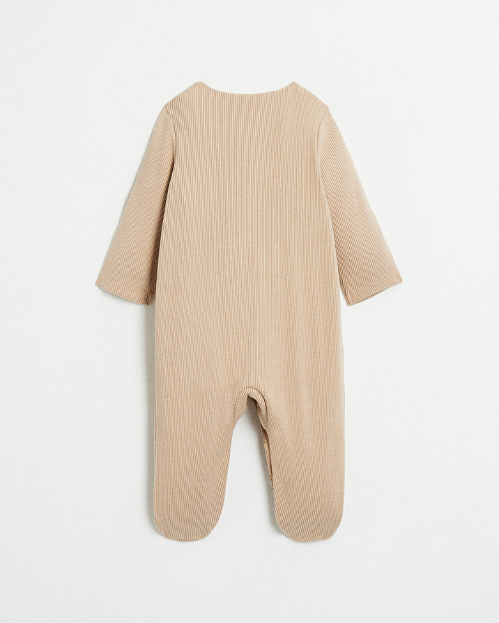Grenouillère brodée chaton Coloris camel Natalys