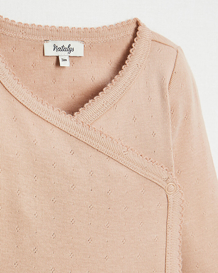 Body croisé fantaisie manches longues Coloris bois de rose Natalys