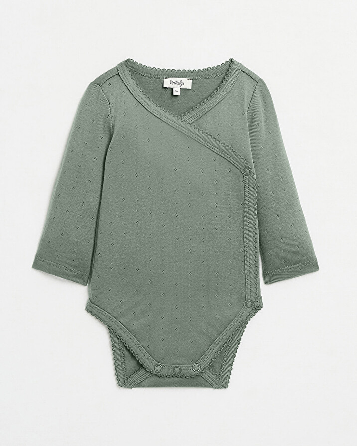 Body croisé fantaisie manches longues Coloris vert Natalys