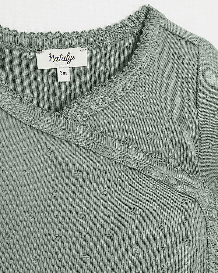 Body croisé fantaisie manches longues Coloris vert Natalys