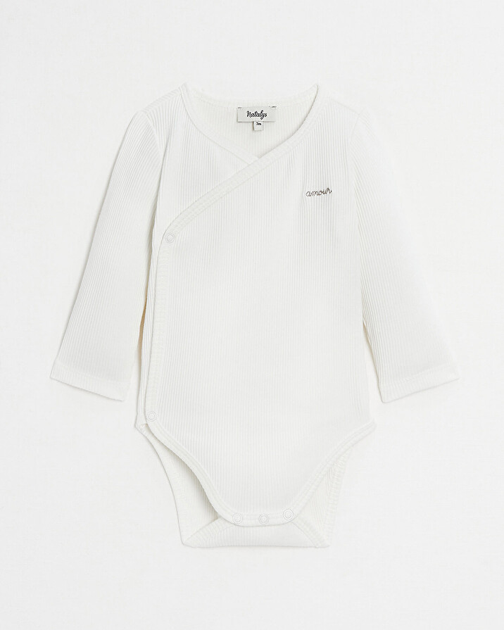 Body croisé brodé Amour Coloris écru Natalys
