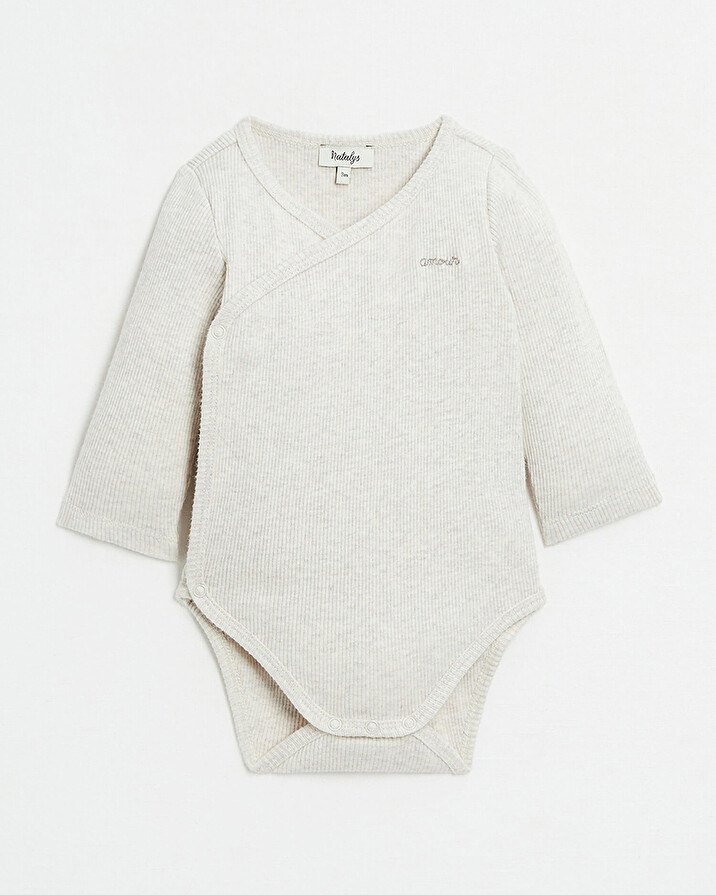 Body croisé brodé Amour Coloris beige chiné Natalys
