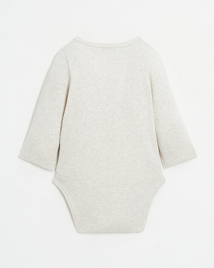 Body croisé brodé Amour Coloris beige chiné Natalys
