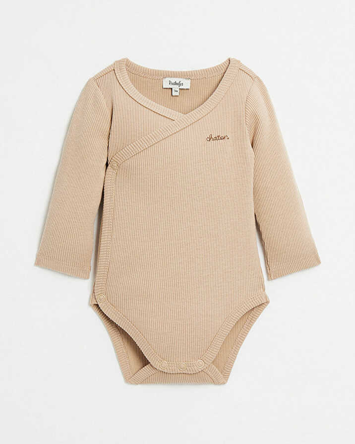 Body crois&eacute; brod&eacute; Chaton Coloris camel  Natalys
