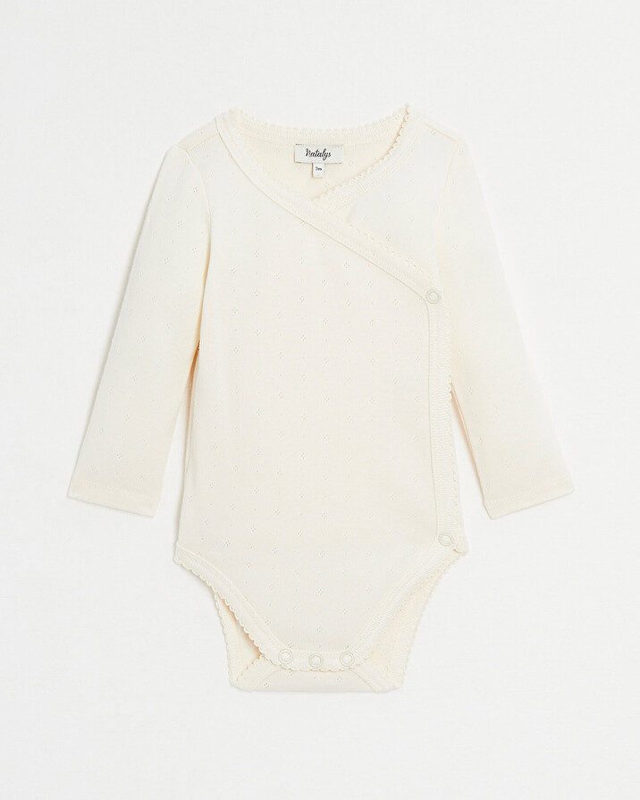 Body crois&eacute; fantaisie manches longues Coloris craie  Natalys