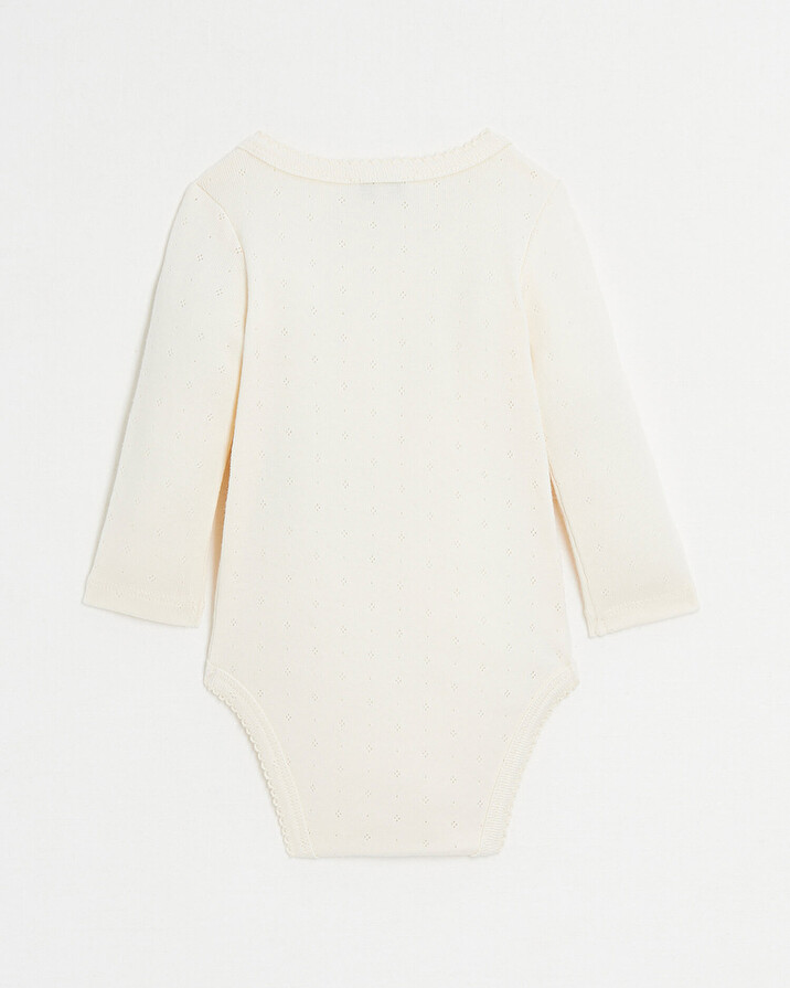 Body crois&eacute; fantaisie manches longues Coloris craie  Natalys