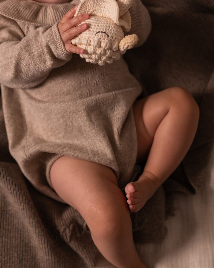 Barboteuse en laine Mérinos Coloris beige chiné Natalys