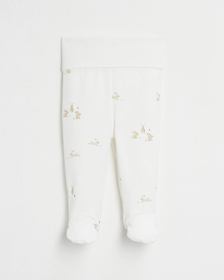 Caleçon à pieds en coton Imprimé lapins Natalys