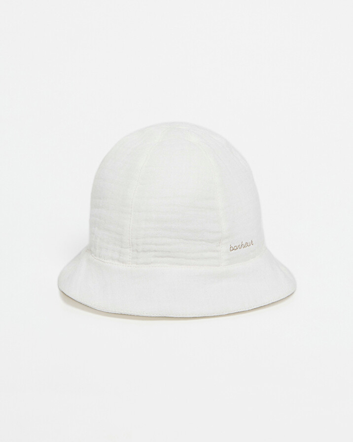 Chapeau en gaze de coton brodé Coloris écru Natalys