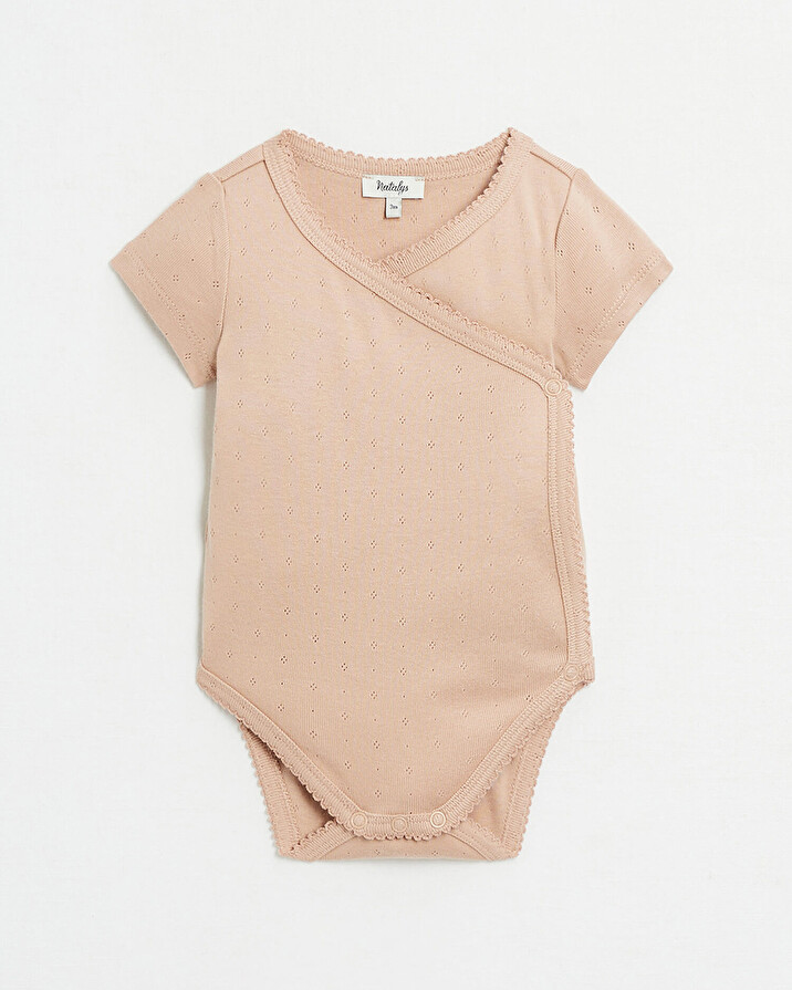 Body crois&eacute; fantaisie manches courtes Coloris bois de rose  Natalys
