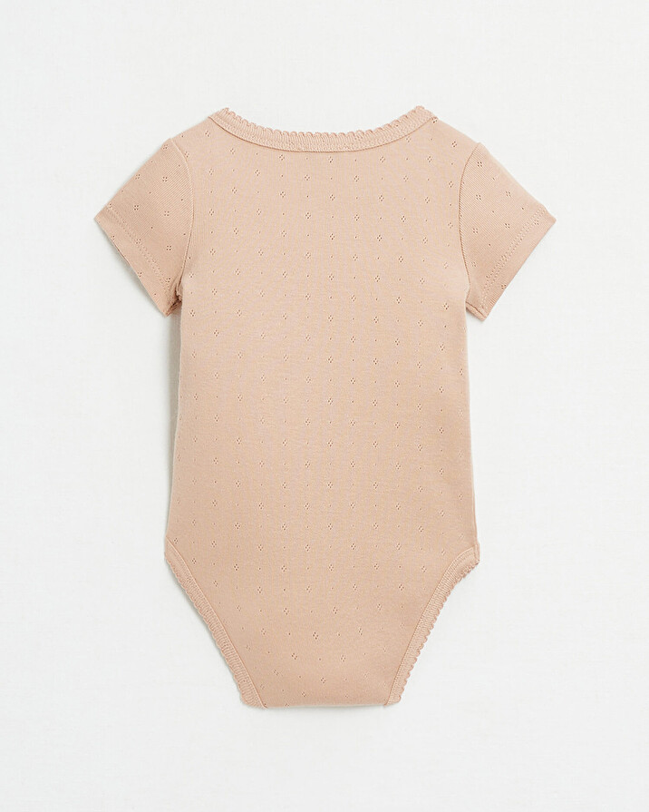 Body crois&eacute; fantaisie manches courtes Coloris bois de rose  Natalys