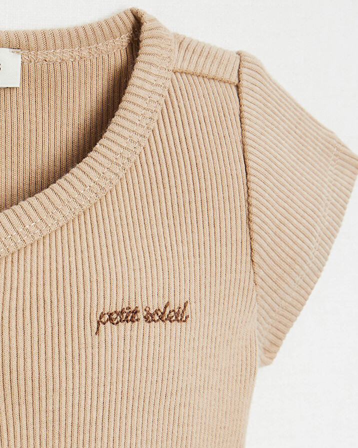 Body croisé brodé Petit soleil Coloris camel Natalys