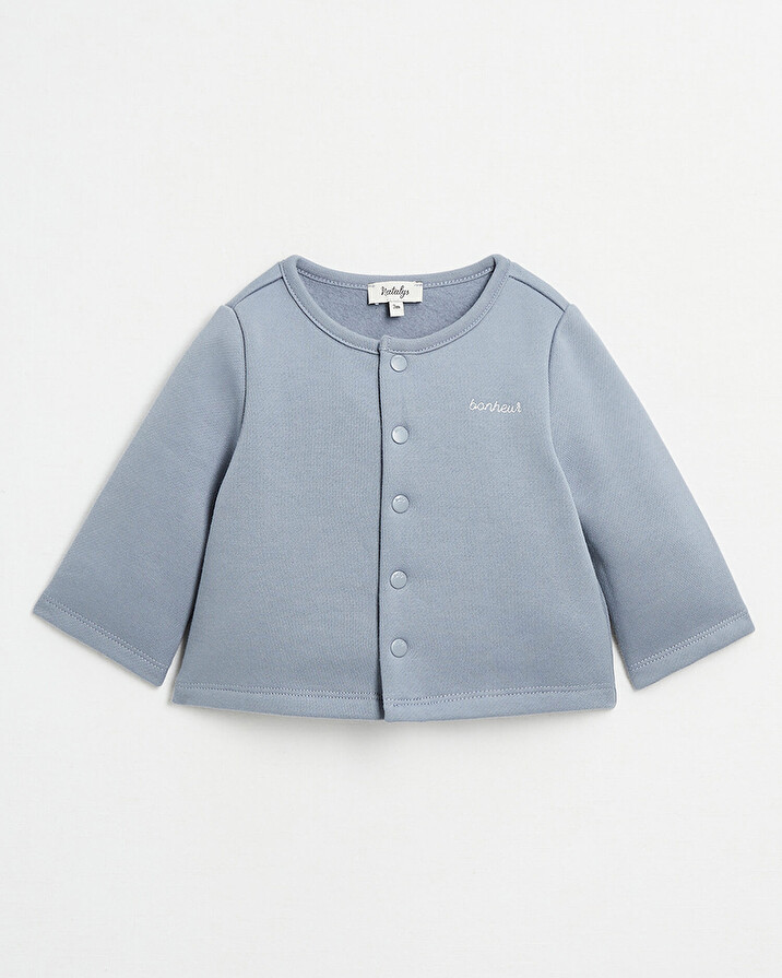 Gilet brodé en molleton Coloris bleu gris Natalys