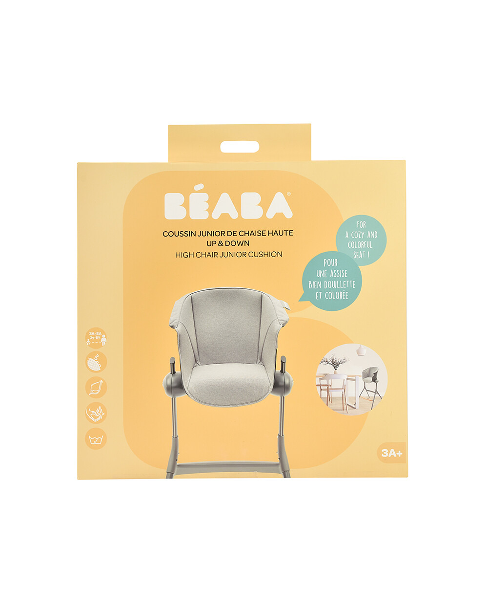 Coussin d'assise junior pour chaise haut... Coloris gris  B&eacute;aba