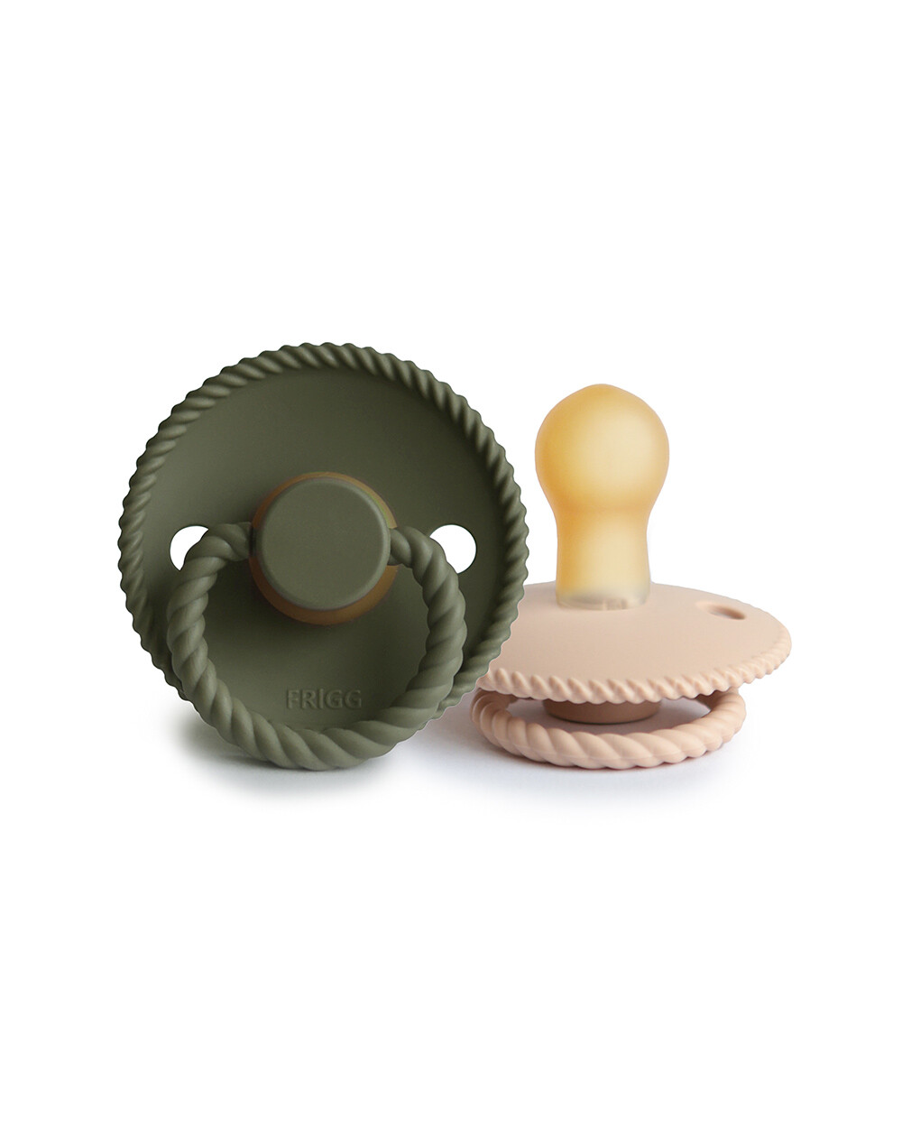Lot de 2 sucettes Rope latex Coloris croissant/olive  Frigg