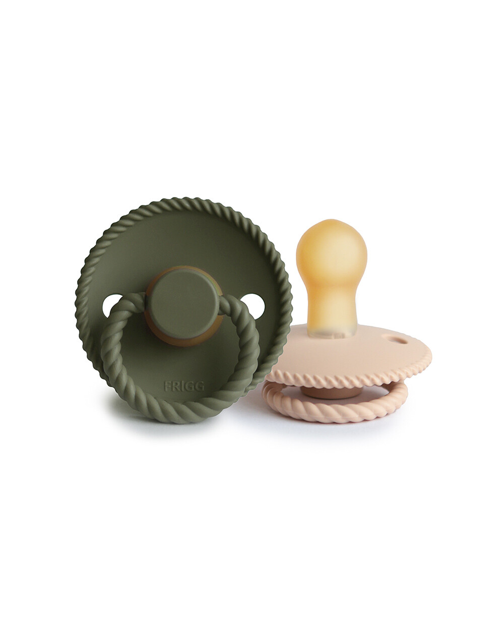 Lot de 2 sucettes Rope latex Coloris croissant/olive  Frigg