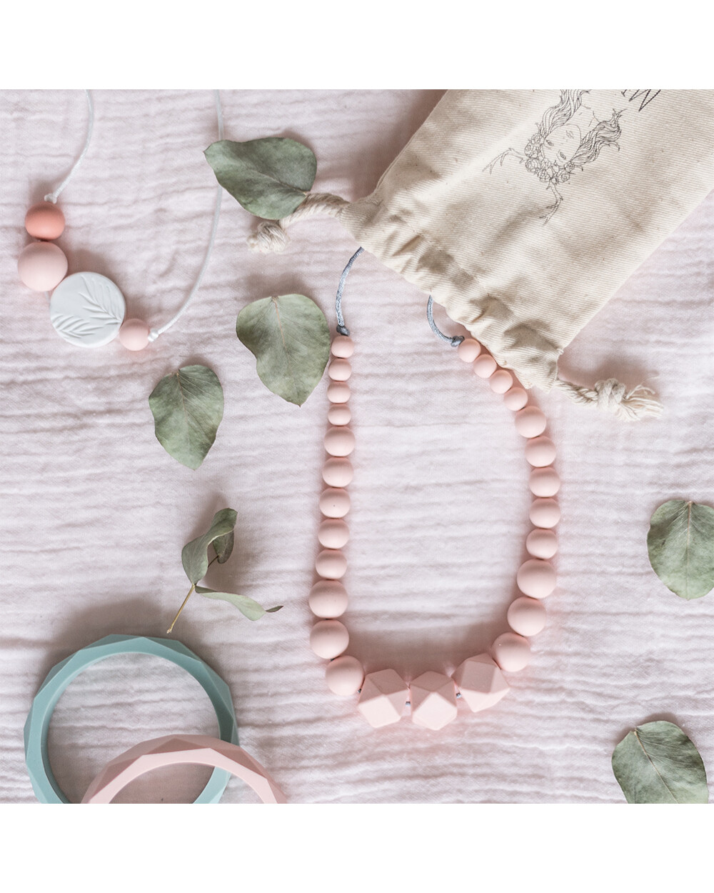 Collier d'allaitement Constance Coloris rose perle Minty Wendy
