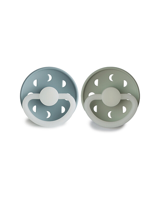 Lot de 2 sucettes Moon night silicone Coloris stone blue/sage  Frigg