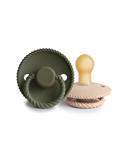 Lot de 2 sucettes Rope latex Coloris croissant/olive  Frigg