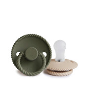 Lot de 2 sucettes Rope silicone Coloris croissant/olive  Frigg