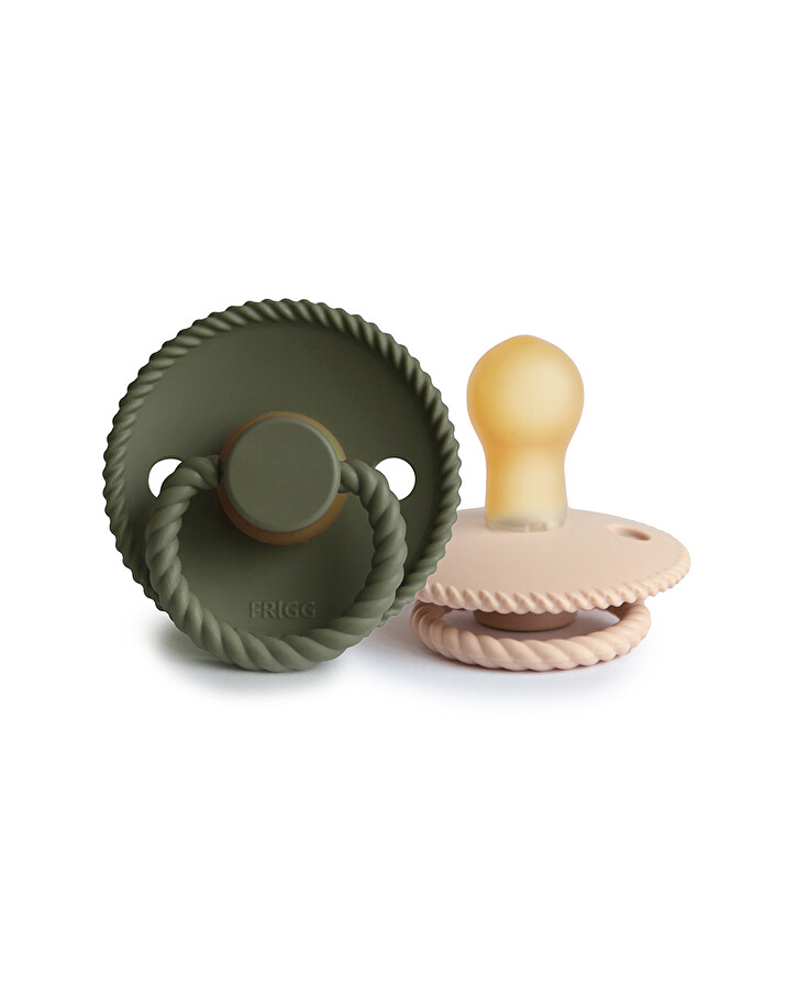 Lot de 2 sucettes Rope latex Coloris croissant/olive  Frigg