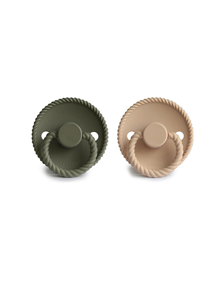 Lot de 2 sucettes Rope silicone Coloris croissant/olive  Frigg