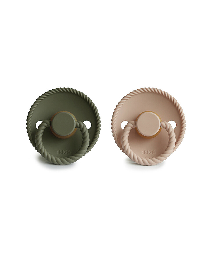 Lot de 2 sucettes Rope latex Coloris croissant/olive  Frigg
