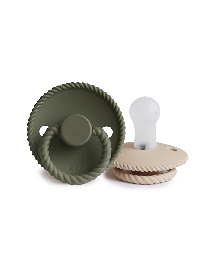 Lot de 2 sucettes Rope silicone Coloris croissant/olive  Frigg