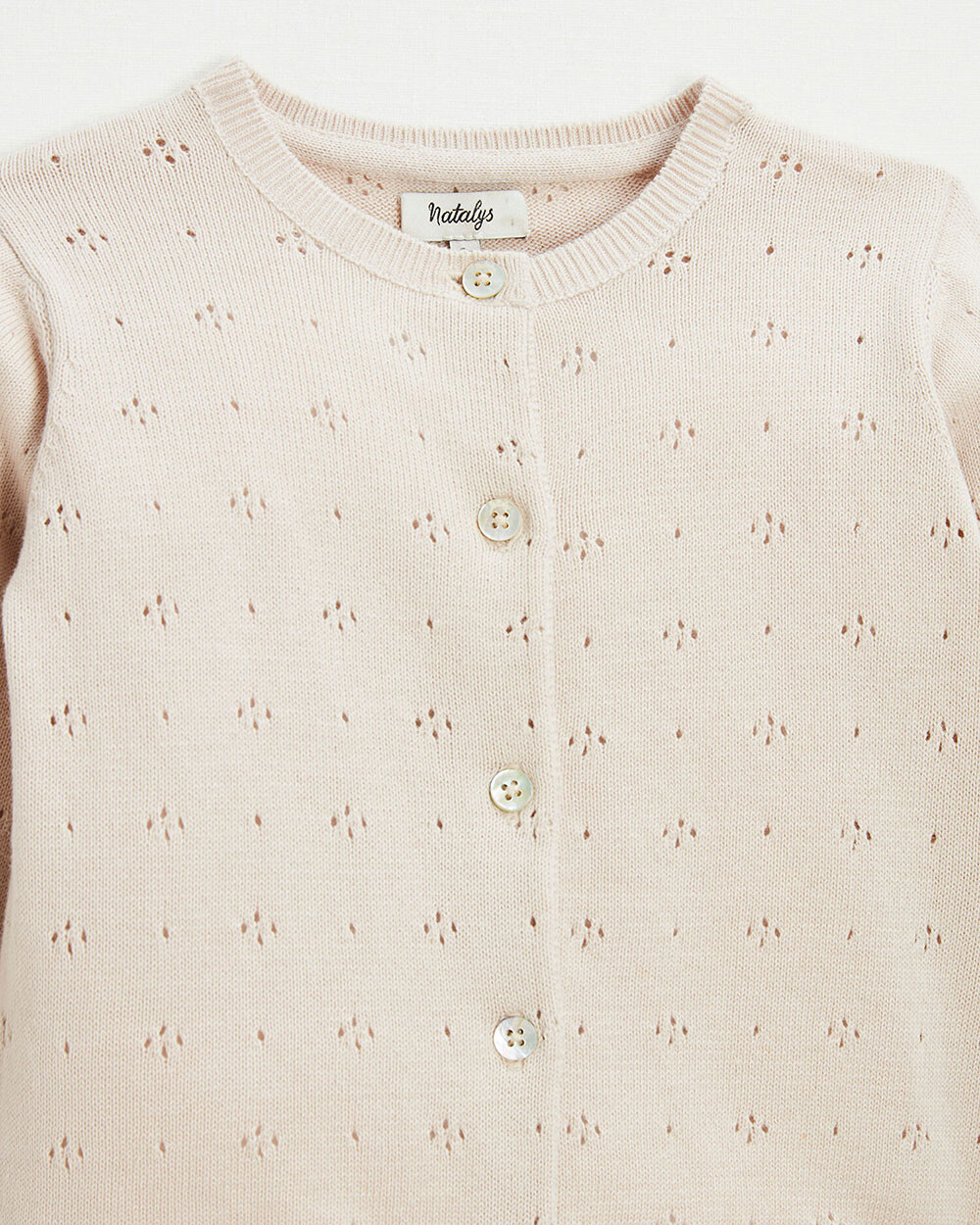 Cardigan en tricot ajouré Coloris rose Natalys