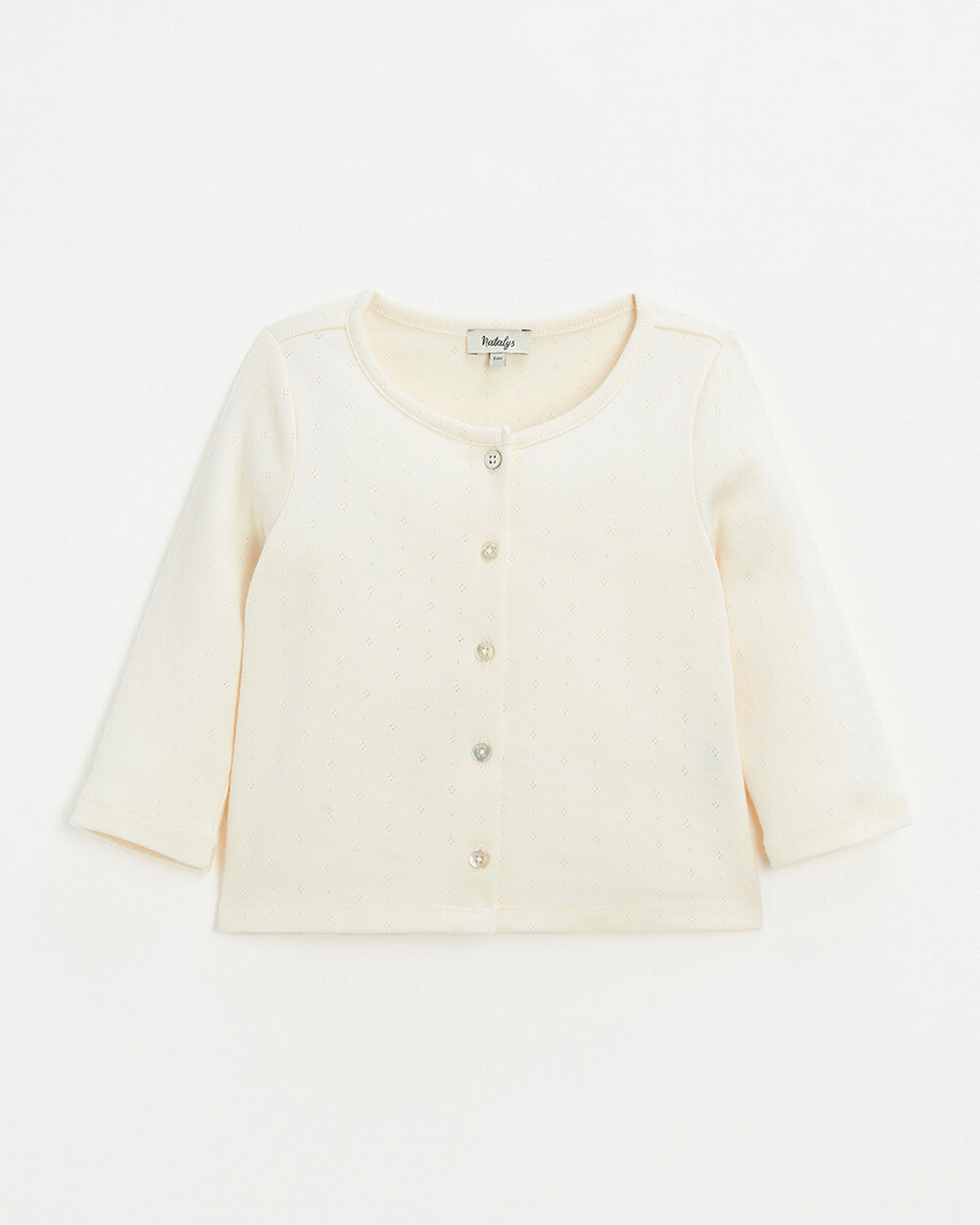 Cardigan en côtes en coton Coloris craie Natalys