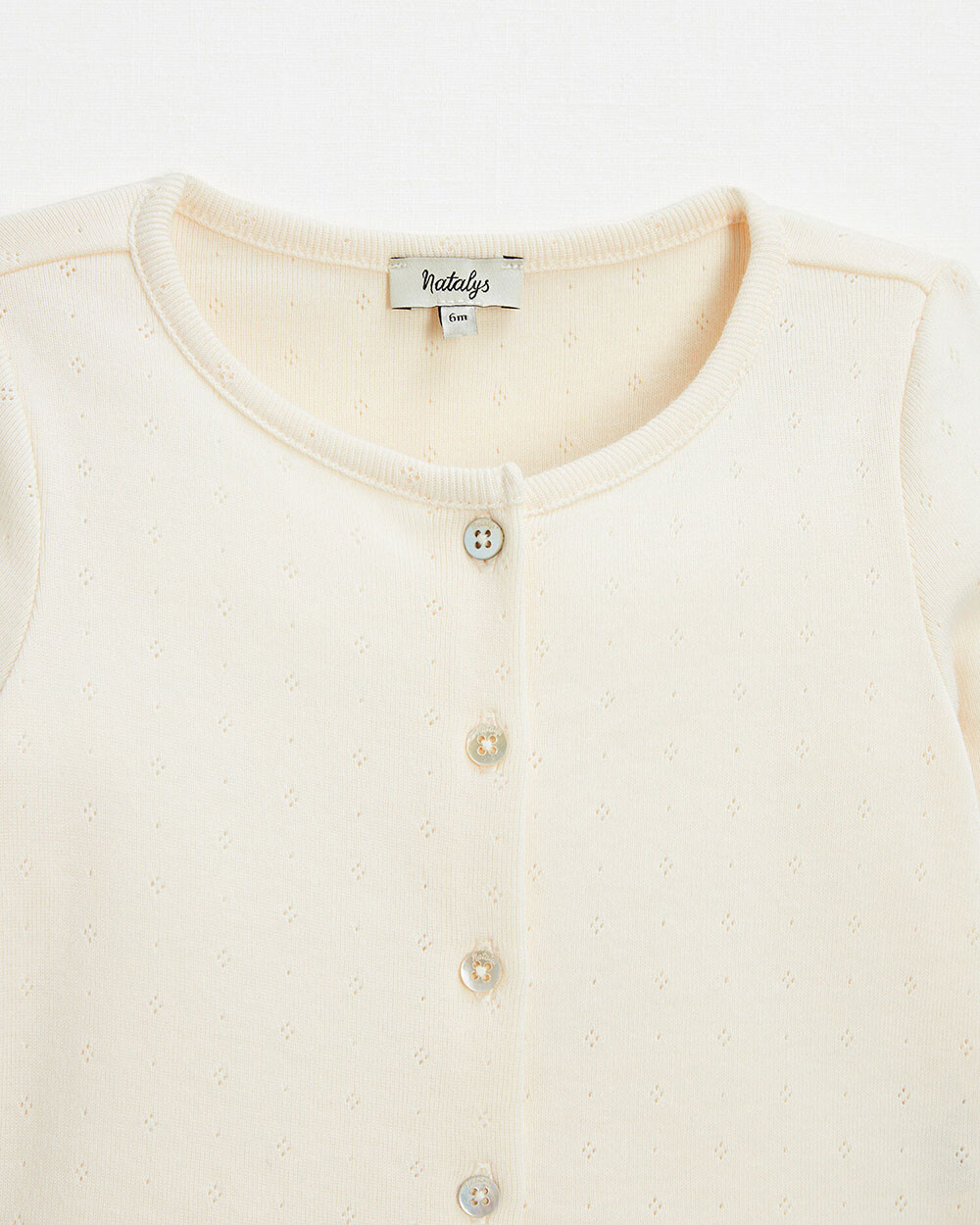 Cardigan en côtes en coton Coloris craie Natalys