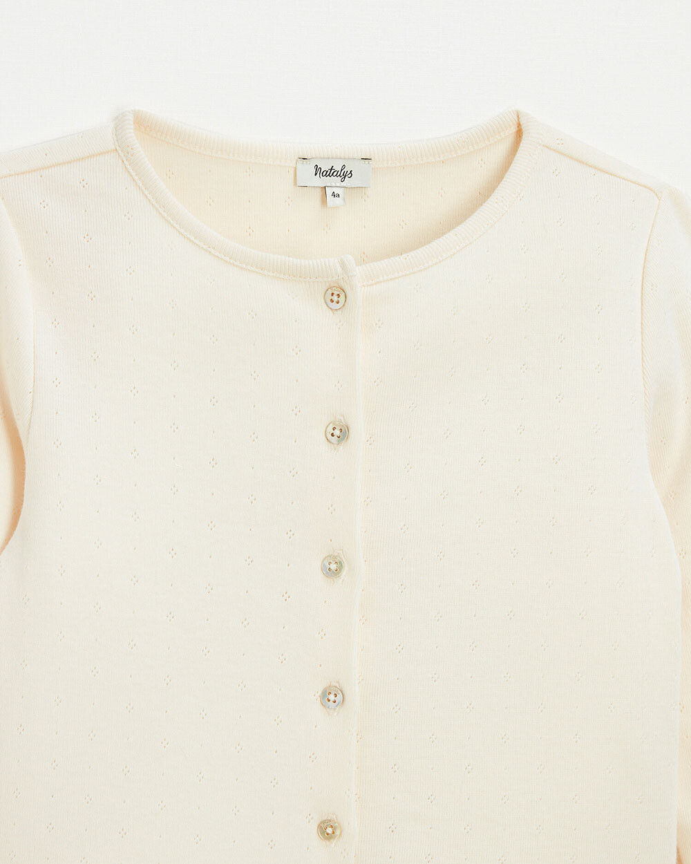 Cardigan en côtes en coton Coloris craie Natalys
