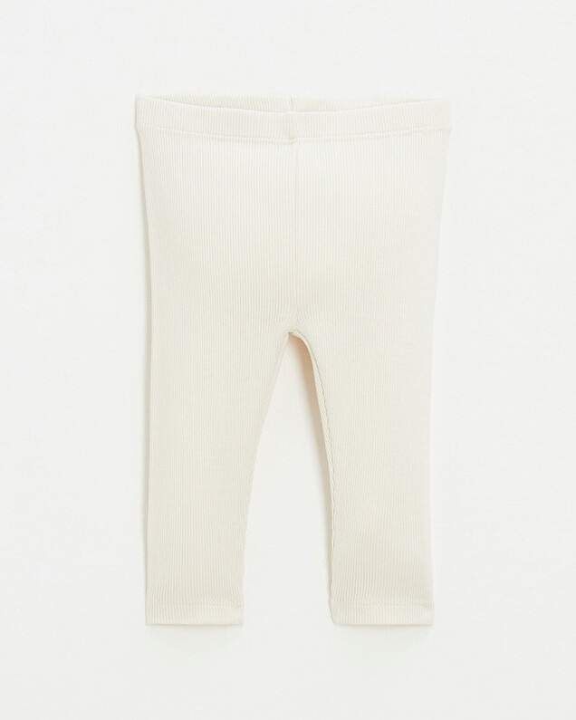 Legging en côtes en coton Coloris craie Natalys