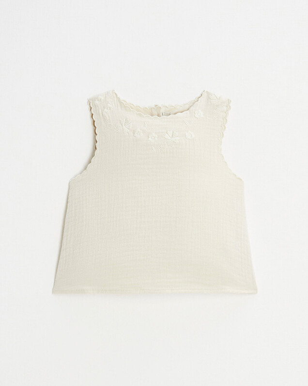 Blouse sans manches brodée Coloris naturel Natalys