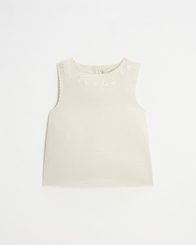 Blouse sans manches brodée Coloris naturel Natalys