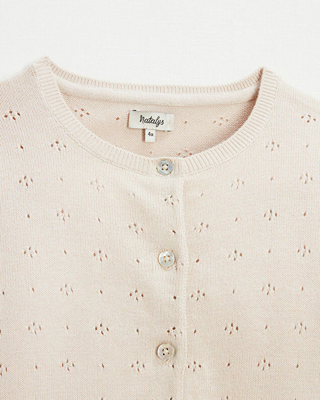 Cardigan en tricot ajouré Coloris rose  Natalys