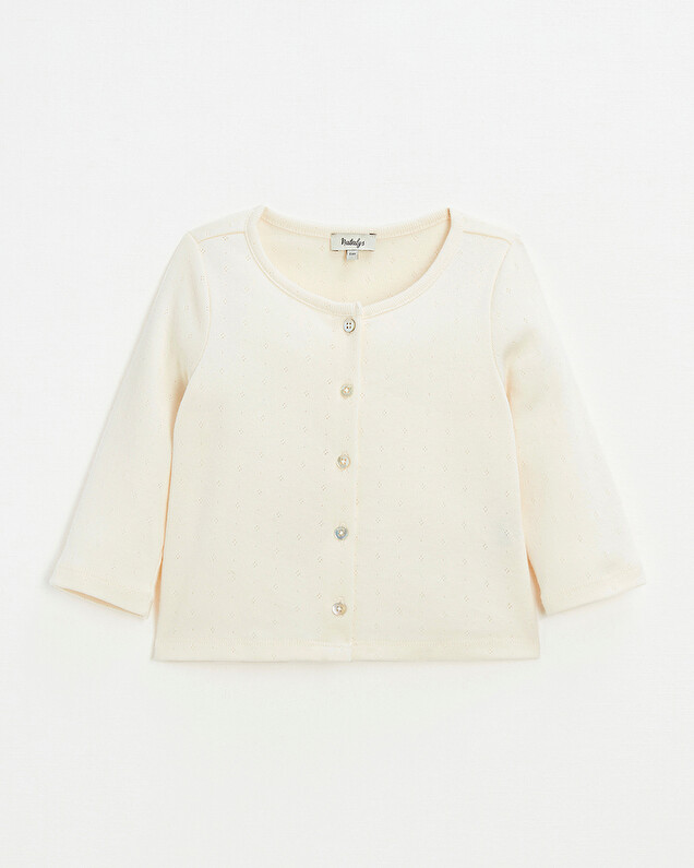 Cardigan en côtes en coton Coloris craie  Natalys