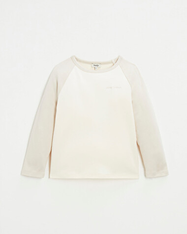 Tee-shirt bicolore brod&eacute; Coloris &eacute;cru  Natalys