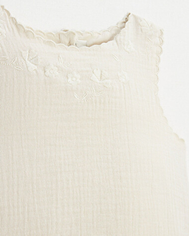 Blouse sans manches brod&eacute;e Coloris naturel  Natalys