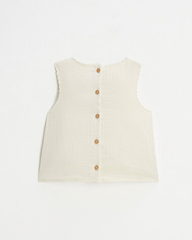 Blouse sans manches brod&eacute;e Coloris naturel  Natalys