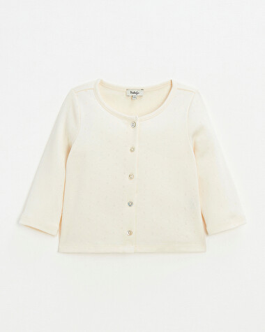 Cardigan en c&ocirc;tes en coton Coloris craie  Natalys